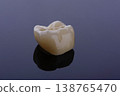High-quality zirconia dental crown on white background. Dental ceramic crown professional dental lab 138765470