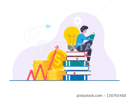 Successful Young Student Gaining Knowledge and Wealth Stock Illustration. Successful Young Student Gaining Knowledge and Wealth Stock Illustration. 138765488