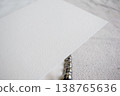 Blank textured paper mockup with silver chain minimal luxury composition soft light elegant branding template copy space 138765636