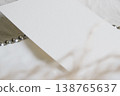 Floating blank paper mockup with chain soft focus minimal luxury aesthetic elegant branding template copy space 138765637