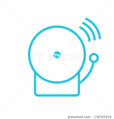School bell, vintage style, icon. Isolated on white. Blue icon. School bell, vintage style, icon. Isolated on white. Blue icon. 138765938