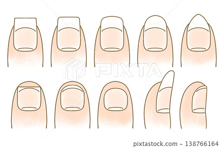 A set of loose, simple nails in various shapes, with an analog feel. A set of loose, simple nails in various shapes, with an analog feel. 138766164