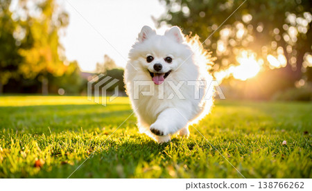 可愛的白色博美犬 138766262
