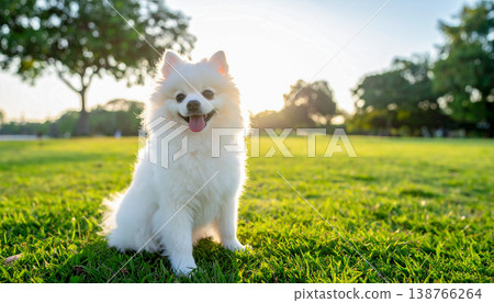 可愛的白色博美犬 138766264