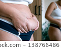 Female torso. Overweight abdomen detail. Real beauty concept 138766486