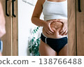 Plus size woman. Real female body indoors. Body neutrality conce 138766488