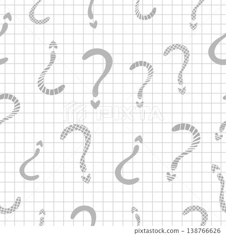 Grey monochrome question mark seamless pattern on checkered background. Decorative punctuation mark and FAQ, light gray vector backdrop Grey monochrome question mark seamless pattern on checkered background. Decorative punctuation mark and FAQ, light gray vector backdrop 138766626