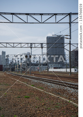 Scenery of parallel railway lines Scenery of parallel railway lines 138766659