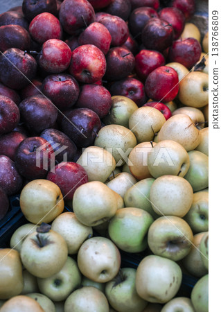 Bountiful Harvest of Ripe Organic Apples in Rustic Wooden Crates. High quality photo 138766809