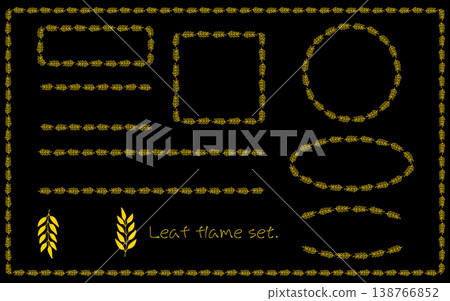 Leaf frame set. Gold-like. Leaf frame set. Gold-like. 138766852