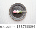 Three-colored dango on a plate 138766894