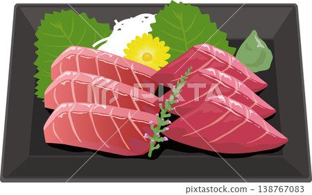 鮪魚刺身,盛於方盤中 鮪魚刺身,盛於方盤中 138767083