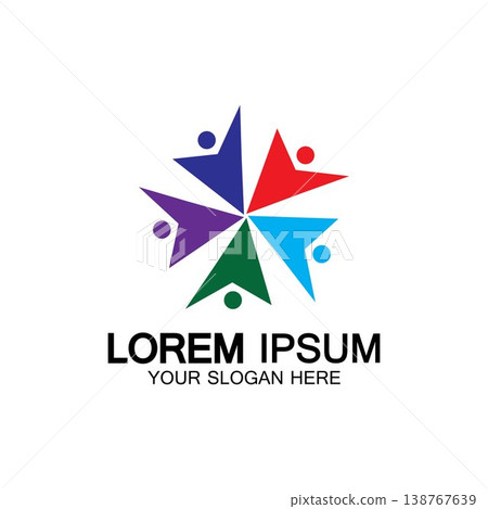 Star people logo design. Star community vector logo. star community human vector logo. Star people logo design. Star community vector logo. star community human vector logo. 138767639