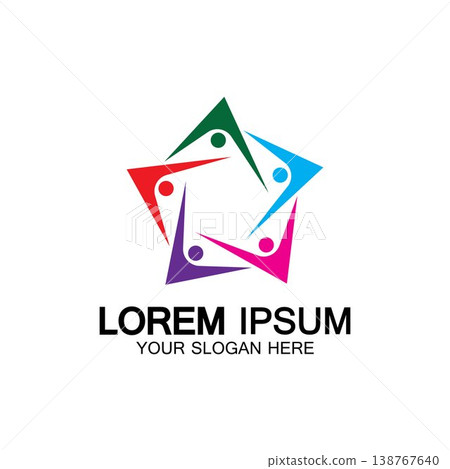 Star people logo design. Star community vector logo. star community human vector logo. Star people logo design. Star community vector logo. star community human vector logo. 138767640