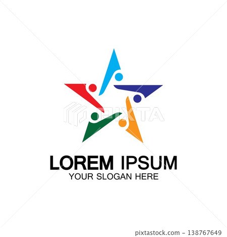 Star people logo design. Star community vector logo. star community human vector logo. Star people logo design. Star community vector logo. star community human vector logo. 138767649
