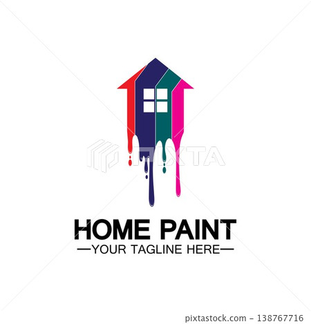 Home Painting Vector Logo Design.Home House Painting Service Coloring Logo Design Template.House painting service, decor and repair multicolor icon Vector logo. 138767716