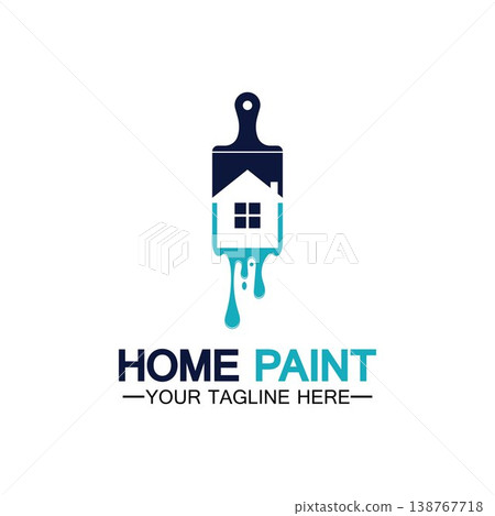 Home Painting Vector Logo Design.Home House Painting Service Coloring Logo Design Template.House painting service, decor and repair multicolor icon Vector logo. 138767718