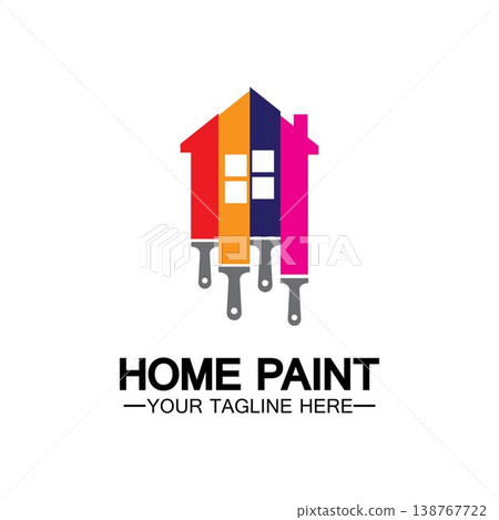 Home Painting Vector Logo Design.Home House Painting Service Coloring Logo Design Template.House painting service, decor and repair multicolor icon Vector logo. 138767722