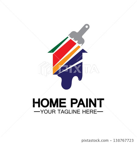 Home Painting Vector Logo Design.Home House Painting Service Coloring Logo Design Template.House painting service, decor and repair multicolor icon Vector logo. 138767723
