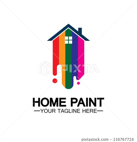 Home Painting Vector Logo Design.Home House Painting Service Coloring Logo Design Template.House painting service, decor and repair multicolor icon Vector logo. 138767728