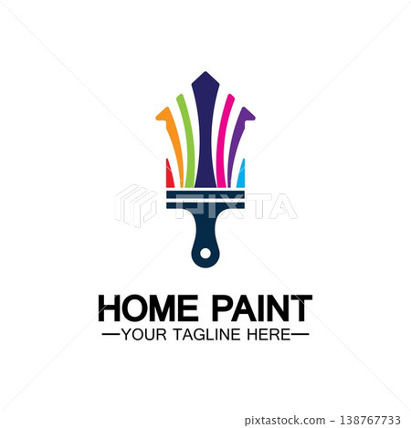 Home Painting Vector Logo Design.Home House Painting Service Coloring Logo Design Template.House painting service, decor and repair multicolor icon Vector logo. 138767733