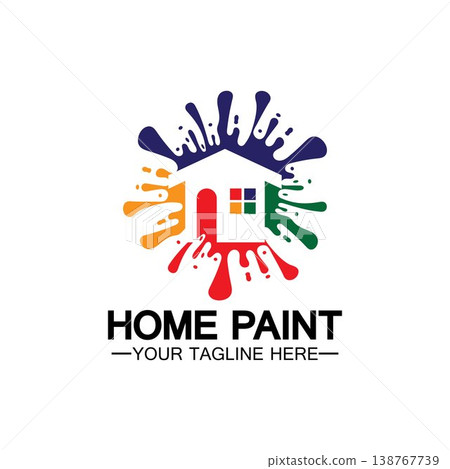 Home Painting Vector Logo Design.Home House Painting Service Coloring Logo Design Template.House painting service, decor and repair multicolor icon Vector logo. Home Painting Vector Logo Design.Home House Painting Service Coloring Logo Design Template.House painting service, decor and repair multicolor icon Vector logo. 138767739