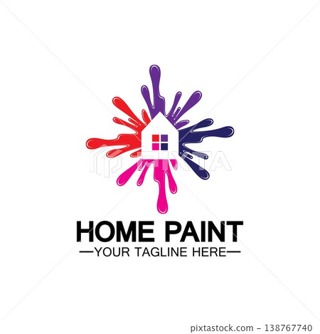 Home Painting Vector Logo Design.Home House Painting Service Coloring Logo Design Template.House painting service, decor and repair multicolor icon Vector logo. 138767740
