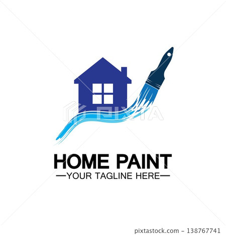 Home Painting Vector Logo Design.Home House Painting Service Coloring Logo Design Template.House painting service, decor and repair multicolor icon Vector logo. 138767741