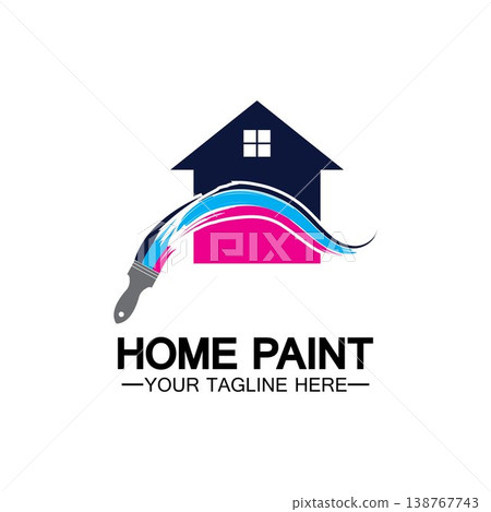 Home Painting Vector Logo Design.Home House Painting Service Coloring Logo Design Template.House painting service, decor and repair multicolor icon Vector logo. 138767743