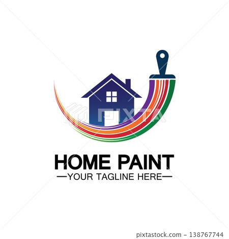 Home Painting Vector Logo Design.Home House Painting Service Coloring Logo Design Template.House painting service, decor and repair multicolor icon Vector logo. 138767744