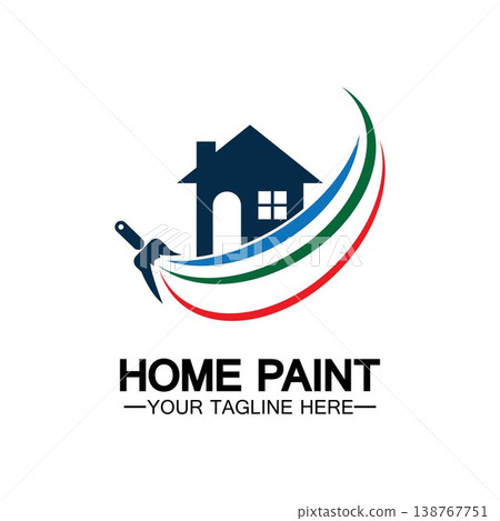 Home Painting Vector Logo Design.Home House Painting Service Coloring Logo Design Template.House painting service, decor and repair multicolor icon Vector logo. 138767751