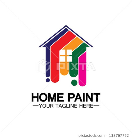 Home Painting Vector Logo Design.Home House Painting Service Coloring Logo Design Template.House painting service, decor and repair multicolor icon Vector logo. 138767752