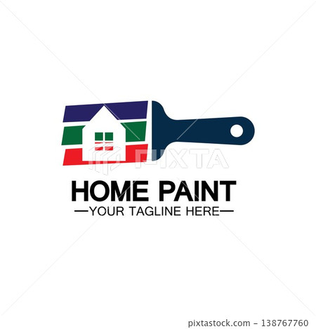 Home Painting Vector Logo Design.Home House Painting Service Coloring Logo Design Template.House painting service, decor and repair multicolor icon Vector logo. 138767760