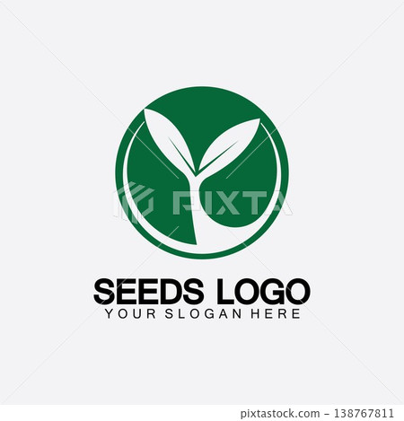 Plant Seeds Logo Concept Template Vector.growing seed logo.Seed grow Vector logo illustration design template 138767811