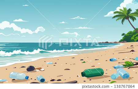 海灘上遺留的垃圾 138767864
