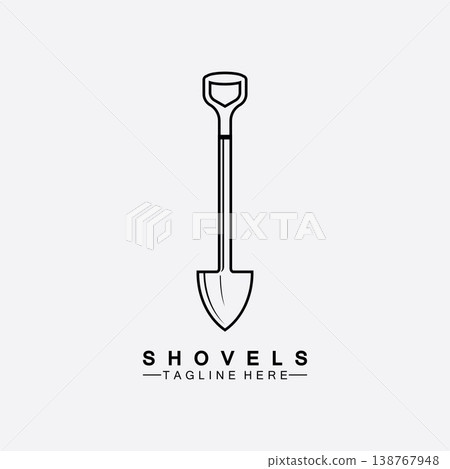 Shovel icon logo vector illustration design.Black Shovel icon logo isolated on white background. Shovel silhouette. Gardening tool. Tool for horticulture, agriculture, farming. Logo design template Shovel icon logo vector illustration design.Black Shovel icon logo isolated on white background. Shovel silhouette. Gardening tool. Tool for horticulture, agriculture, farming. Logo design template 138767948