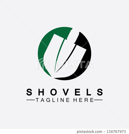 Shovel logo vector icon symbol illustration design.Shovel icon isolated on white background. Gardening tool. Tool for horticulture ,agriculture ,farming. Vector Illustration 138767973