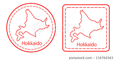 Hokkaido map stamp illustration 138768363