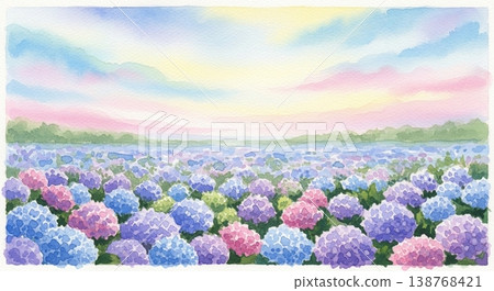 繡球花和雨季的矢量插圖背景 繡球花和雨季的矢量插圖背景 138768421