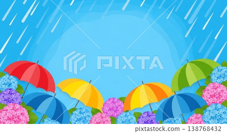Vector illustration background of hydrangea and rainy season 138768432