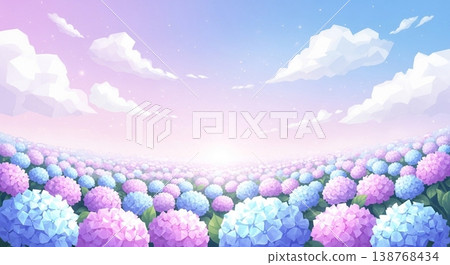 Vector illustration background of hydrangea and rainy season 138768434