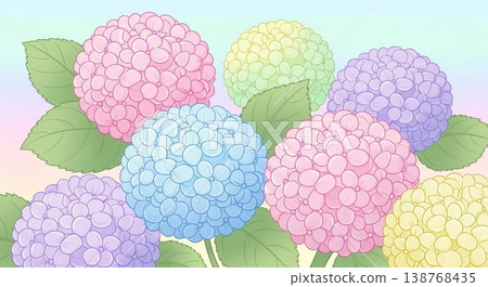 繡球花和雨季的矢量插圖背景 繡球花和雨季的矢量插圖背景 138768435