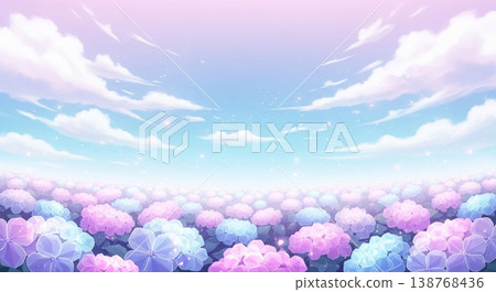 繡球花和雨季的矢量插圖背景 繡球花和雨季的矢量插圖背景 138768436