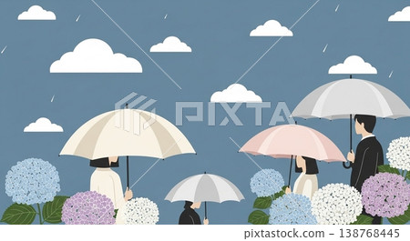Vector illustration background of hydrangea and rainy season Vector illustration background of hydrangea and rainy season 138768445