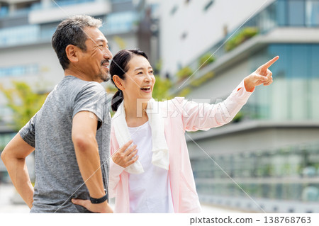 Senior couple walking Senior couple walking 138768763