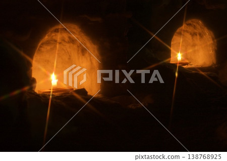 Snow igloo and candle Snow igloo and candle 138768925