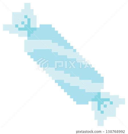 Blue Pixel Wrapped Candy Vector Cute 8 Bit Retro Sweet Illustration Blue Pixel Wrapped Candy Vector Cute 8 Bit Retro Sweet Illustration 138768992