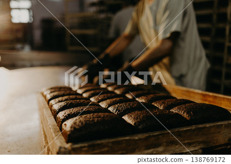 Freshly baked traditional bread on wooden table Freshly baked traditional bread on wooden table 138769172