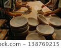 female hands in flour closeup kneading dough on table 138769215