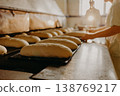 Bread bakery food factory. White bread. loaf 138769217